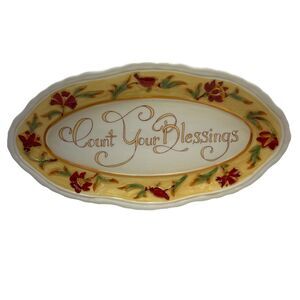Vintage Fitz & Floyd Bellacana Count Your Blessings Ceramic Platter Plate Dish